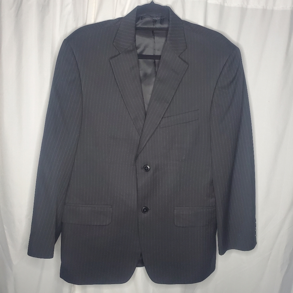 ♧ Haggar Black Pinstriped Men's Classic Blazer Size 40S